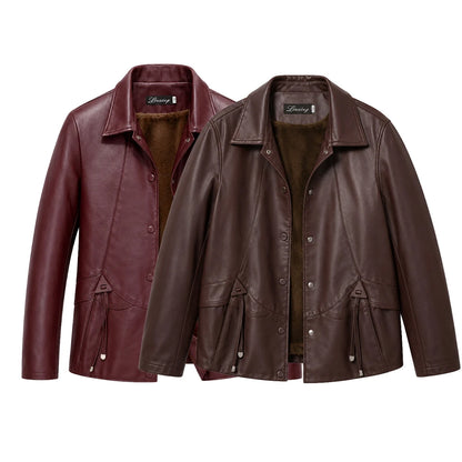 [COMPRÁ 1 Y LLEVÁ 2] Campera Valentina de Cuero Legítimo con Interior Forrado + Neceser Organizador de Regalo