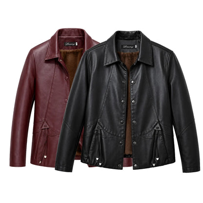 [COMPRÁ 1 Y LLEVÁ 2] Campera Valentina de Cuero Legítimo con Interior Forrado + Neceser Organizador de Regalo