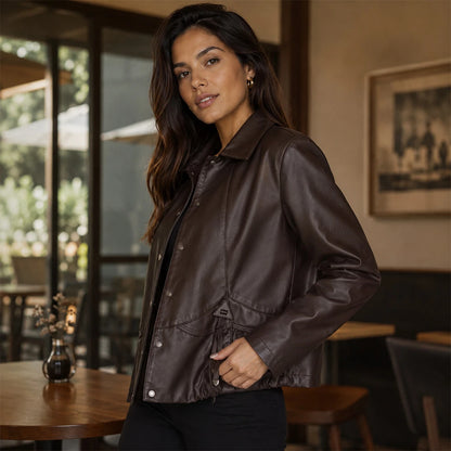 [COMPRÁ 1 Y LLEVÁ 2] Campera Valentina de Cuero Legítimo con Interior Forrado + Neceser Organizador de Regalo