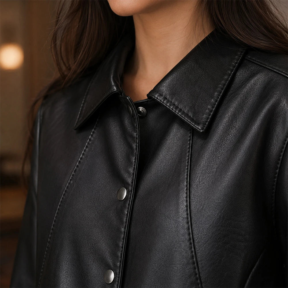 [COMPRÁ 1 Y LLEVÁ 2] Campera Valentina de Cuero Legítimo con Interior Forrado + Neceser Organizador de Regalo