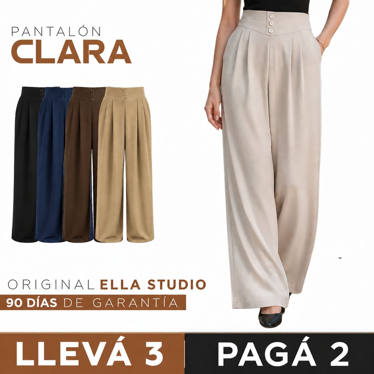 [COMPRÁ 2 Y LLEVÁ 3] Pantalón de Mujer en Seda Fría con Elastano + Neceser organizador de Regalo