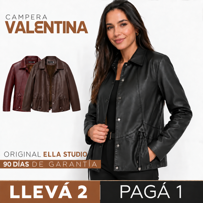 [COMPRÁ 1 Y LLEVÁ 2] Campera Valentina de Cuero Legítimo con Interior Forrado + Neceser Organizador de Regalo