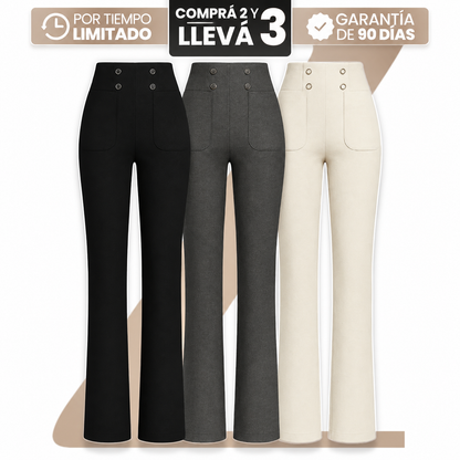 [COMPRÁ 2 Y LLEVÁ 3] Pantalón Martina de Mujer con Cintura Alta y Bolsillos + Neceser Organizador de Regalo