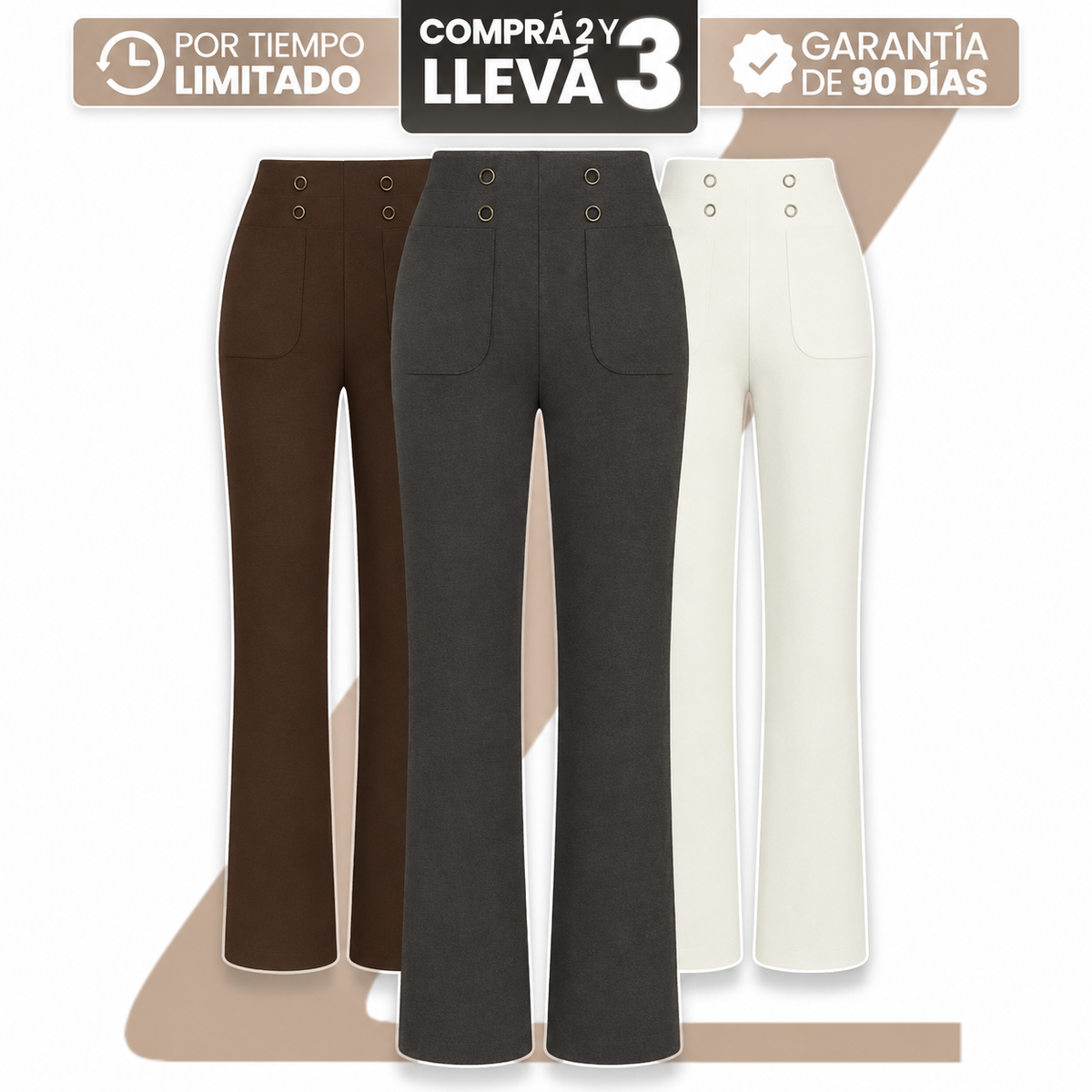 [COMPRÁ 2 Y LLEVÁ 3] Pantalón Martina de Mujer con Cintura Alta y Bolsillos + Neceser Organizador de Regalo