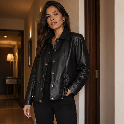 [COMPRÁ 1 Y LLEVÁ 2] Campera Valentina de Cuero Legítimo con Interior Forrado + Neceser Organizador de Regalo